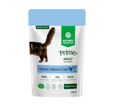 Nature's Protection Prime Adult Cats Weight Control Chicken, Salmon and Tuna Вологий корм для котів для контролю ваги з куркою, лососем і тунцем, 85 г