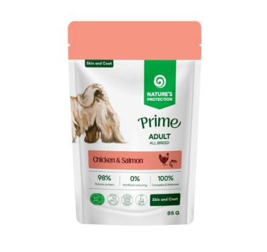 Nature's Protection Prime Skin and Coat Adult Dogs Chicken and Salmon Вологий корм для собак для догляду за шкірою та шерстю з куркою і лососем, 85 г