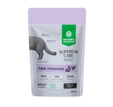 Nature's Protection Superior Care Sterilised Grain Free Adult Cats with Rabbit, Chicken Breast and Cranberries Вологий корм для стерилізованих котів з кроликом, куркою і журавлиною, 85 г