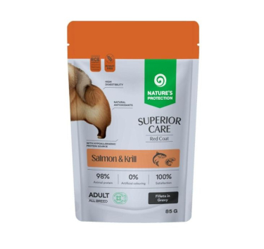 Nature's Protection Superior Care Red Coat Grain Free Adult Salmon and Krill Вологий корм для собак з рудим забарвленням з лососем і крилем, 85 г