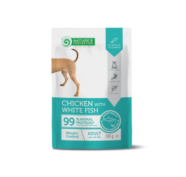 Nature’s Protection Adult Weight Control Chicken with White Fish Вологий корм для собак для контролю ваги з куркою і білою рибою, 100 г