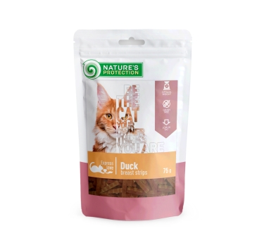 Ласощі для котів, смужки з качиної грудки, Nature's Protection, Snacks For Cats, Duck Breast Strips 75г