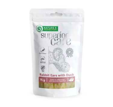 Ласощі для собак, кролячі вуха з качкою, Nature's Protection Superior Care Snacks For Dogs Rabbit Ears With Duck 75г