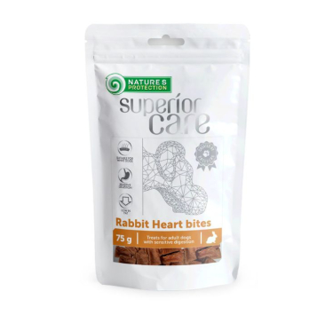 Ласощі для собак серце кролика шматочками c куркою, Nature's Protection Superior Care Snacks For Dogs Rabbit Heart Bites 75г