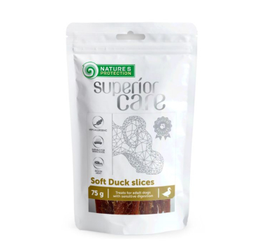 Ласощі для собак, сушена качка, смужки, Nature's Protection Superior Care Snacks For Dogs Soft Duck Slices 75г