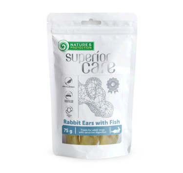 Ласощі для собак вуха кролика з рибою, Nature's Protection Superior Care Snacks For Dogs Rabbit Ears With Fish 75г