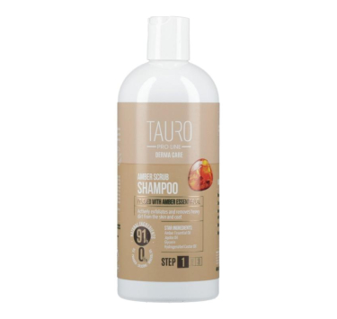 Відлущувальний шампунь для собак і котів Tauro Pro Line Derma Care Amber Scrub Shampoo, 400 мл