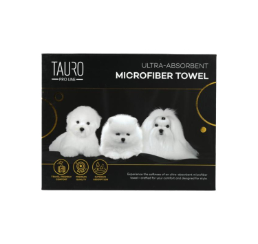 Tauro Pro Line Рушник з мікрофібри високопоглинальний з померанським шпіцем, мальтійською болонкою та бішоном фрізе 80 x 160 см