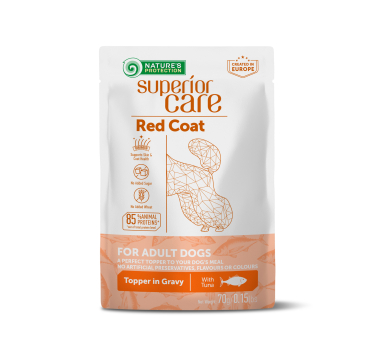 NATURE'S PROTECTION SUPERIOR CARE Red Coat Adult All Breed Dogs with Tuna, вологий корм з тунцем для дорослих собак усіх порід, 70 г у пакетику