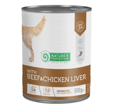 Nature's Protection Adult Beef &amp; Chicken Liver Вологий корм для собак з яловичиною і курячою печінкою, 800 г
